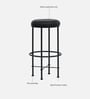 Minaj Metal Bar Stool In Black Finish With Leather Seating