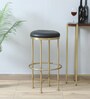 Minaj Metal Bar Stool In Gold Finish With Leather Seating