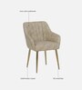 Minaj Metal Chair In Gold Finish With Ivory Leather Seating