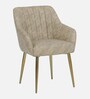 Minaj Metal Chair In Gold Finish With Ivory Leather Seating