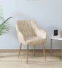 Minaj Metal Chair In Gold Finish With Ivory Leather Seating