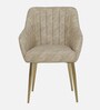 Minaj Metal Chair In Gold Finish With Ivory Leather Seating