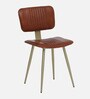 Minaj Metal Chair In Gold Finish With Leather Seating