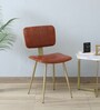 Minaj Metal Chair In Gold Finish With Leather Seating