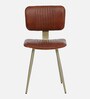 Minaj Metal Chair In Gold Finish With Leather Seating