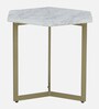 Minaj Metal End Table In Gold Finish With Marble Top