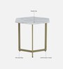 Minaj Metal End Table In Gold Finish With Marble Top