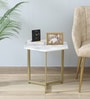 Minaj Metal End Table In Gold Finish With Marble Top