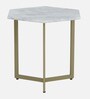 Minaj Metal End Table In Gold Finish With Marble Top