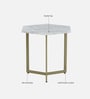 Minaj Metal End Table In Gold Finish With Marble Top