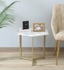 Minaj Metal End Table In Gold Finish With Marble Top
