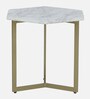Minaj Metal End Table In Gold Finish With Marble Top