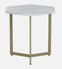 Minaj Metal End Table In Gold Finish With Marble Top