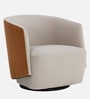 Minceta Velvet Swivel Barrel Chair in Off White and Brown Colour