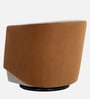 Minceta Velvet Swivel Barrel Chair in Off White and Brown Colour