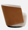 Minceta Velvet Swivel Barrel Chair in Off White and Brown Colour