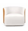 Minceta Velvet Swivel Barrel Chair in Off White and Brown Colour