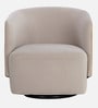 Minceta Velvet Swivel Barrel Chair in Off White and Brown Colour