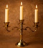 Golden Aluminium Mini 3 Arm Taper Candle Holder