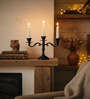 Black Aluminium Mini 3 Arm Taper Candle Holder