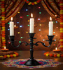 Black Aluminium Mini 3 Arm Taper Candle Holder