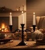 Black Aluminium Mini 3 Arm Taper Candle Holder