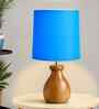 Mini Farmhouse Wooden Dowel Pot Table Lamp , Blue