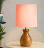 Mini Farmhouse Wooden Dowel Pot Table Lamp , Pink