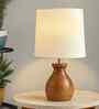 Mini Farmhouse Wooden Dowel Pot Table Lamp, White