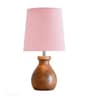 Mini Farmhouse Wooden Dowel Pot Table Lamp , Pink