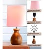 Mini Farmhouse Wooden Dowel Pot Table Lamp , Pink