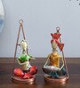 Mini Punjabi Couple Set Of 2 Multicolour Iron  Wall Art