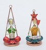 Mini Punjabi Couple Set Of 2 Multicolour Iron  Wall Art