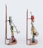 Mini Punjabi Couple Set Of 2 Multicolour Iron  Wall Art