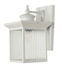 Mini Transitional Outdoor Wall Sconce | White Cuboid Frame with Fluted Glass
