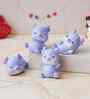 Miniature Cute Deer Set of 4 Lavender Polyresin Figurines