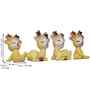 Miniature Cute Deer Set of 4 Yellow Polyresin Figurines