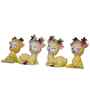 Miniature Cute Deer Set of 4 Yellow Polyresin Figurines
