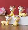 Miniature Cute Deer Set of 4 Yellow Polyresin Figurines