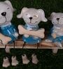 Miniature Dog Family On A Bench Figurines