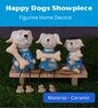 Miniature Dog Family On A Bench Figurines