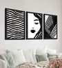 Black & White Abstract Wall Art Framed Set of 3