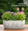 Minimal Grass Art Ceramic Planter Bowl White Decorative Succulent Pot for Home & Office Decor