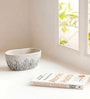 Minimal Grass Art Ceramic Planter Bowl White Decorative Succulent Pot for Home & Office Decor