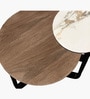 Minimalist Marble Top Walnut Solid Wood Coffee Table in Walnut Finish