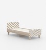 Minimalist Kids Single Bed in Oak and White Stripes