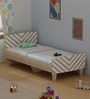 Minimalist Kids Single Bed in Oak and White Stripes
