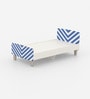 Minimalist Kids Single Bed in White and Blue Stripes