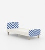 Minimalist Kids Single Bed in White and Blue Stripes