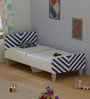 Minimalist Kids Single Bed in White and Blue Stripes